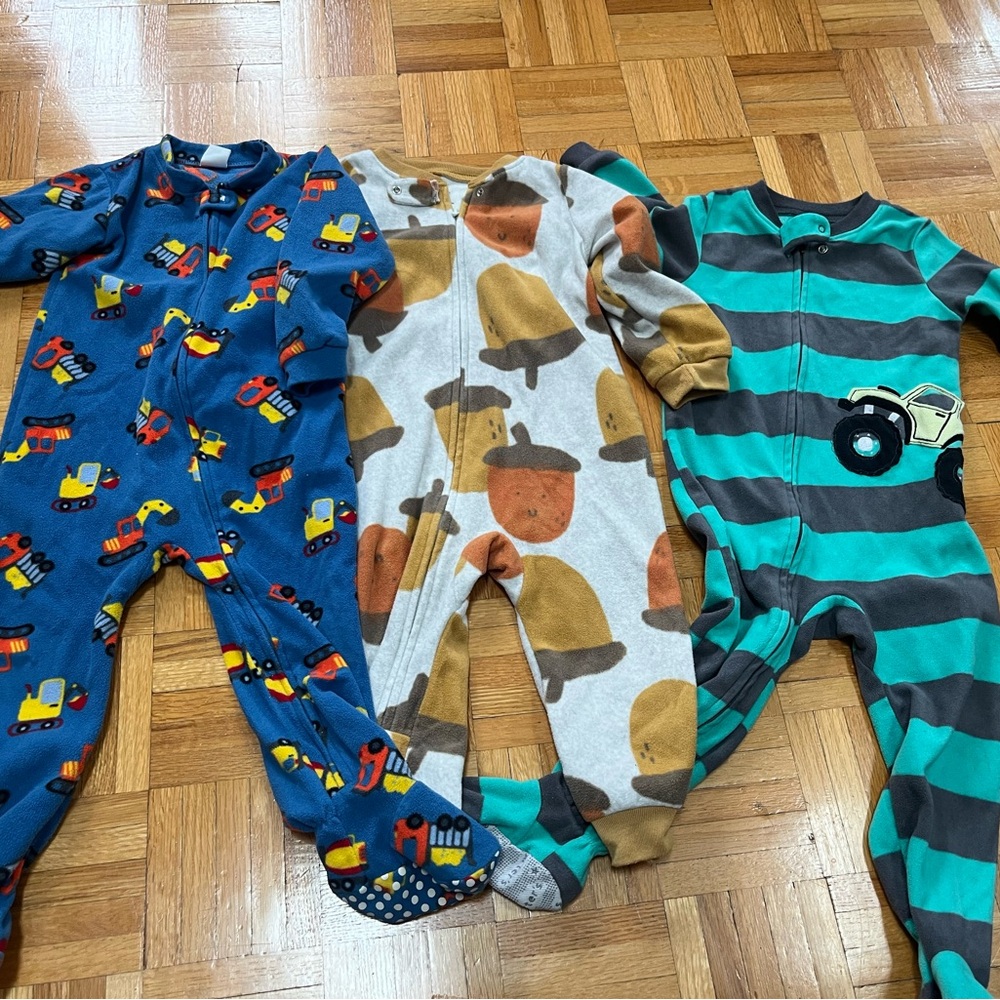 Carter's Construction-Themed Footies in Blue, Gray, and Teal